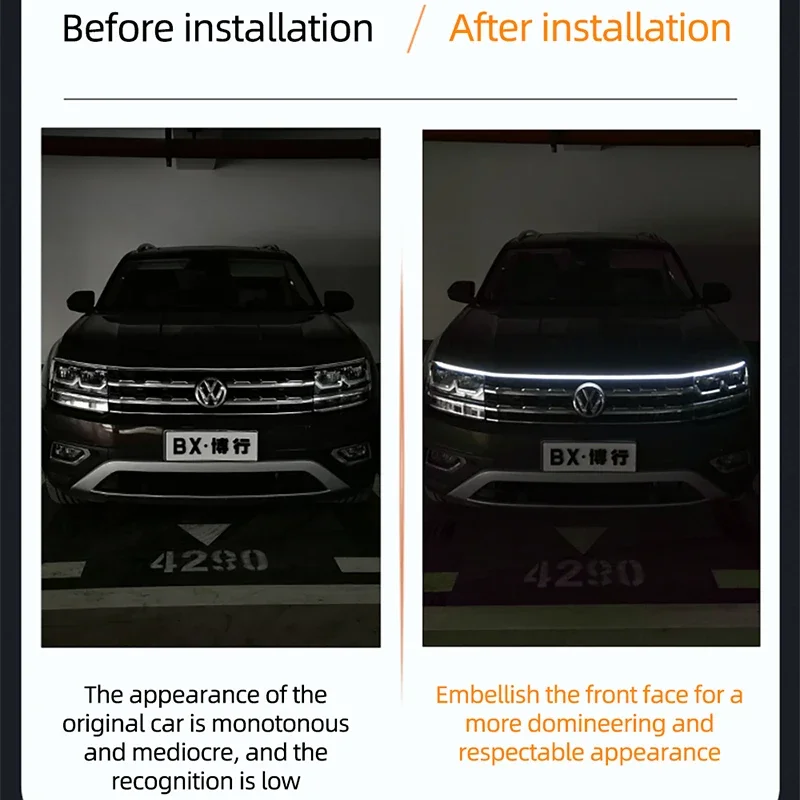 LED Car Daytime Running Light DRL With Turn Signal Lamp Car Hood Decorative Light Strip With Start Scan Meteor Dynamic 12V image 5
