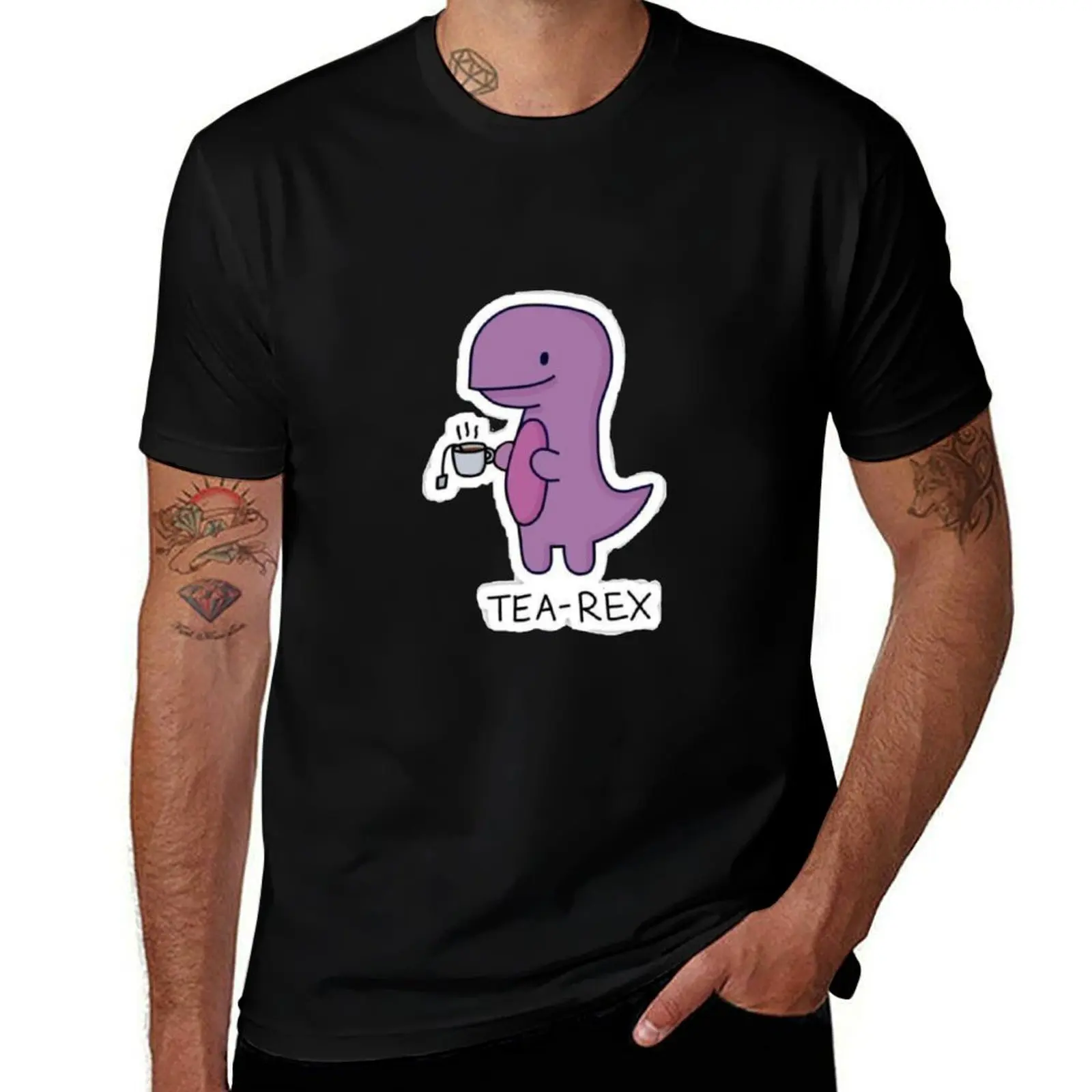 tea-rex dino sticker T-Shirt Plus Size Short Sleeve T-Shirt