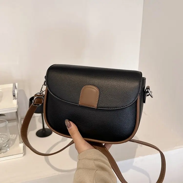 

Daily Commute Women Crossbody Bag Vintage Bucket Shape Monogram Leather Metal Lock Versatile Handheld Bag
