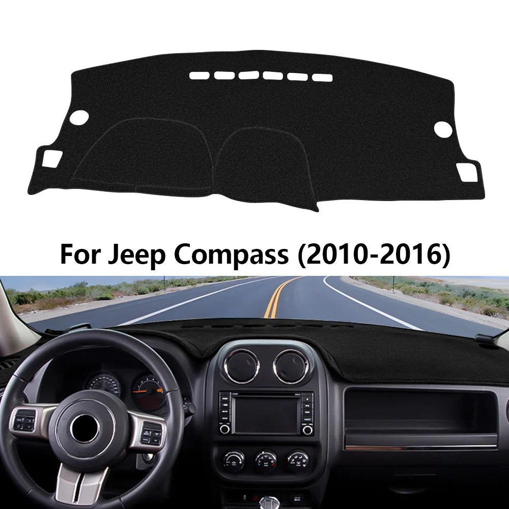 Car Dashboard Cover Pad For Jeep Compass 2010-2016 Sunshade Protector Anti-UV Dash Mats Non-slip Pads Interior