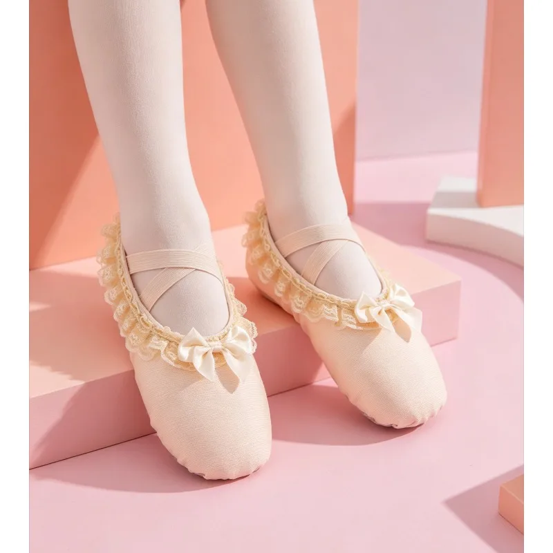 Ballet Cat Paw Shoes Kids Lace Up Free Soft Sole Girls Dance Shoes Gymnastics Body Practice Training Non Slip Dance Footwear