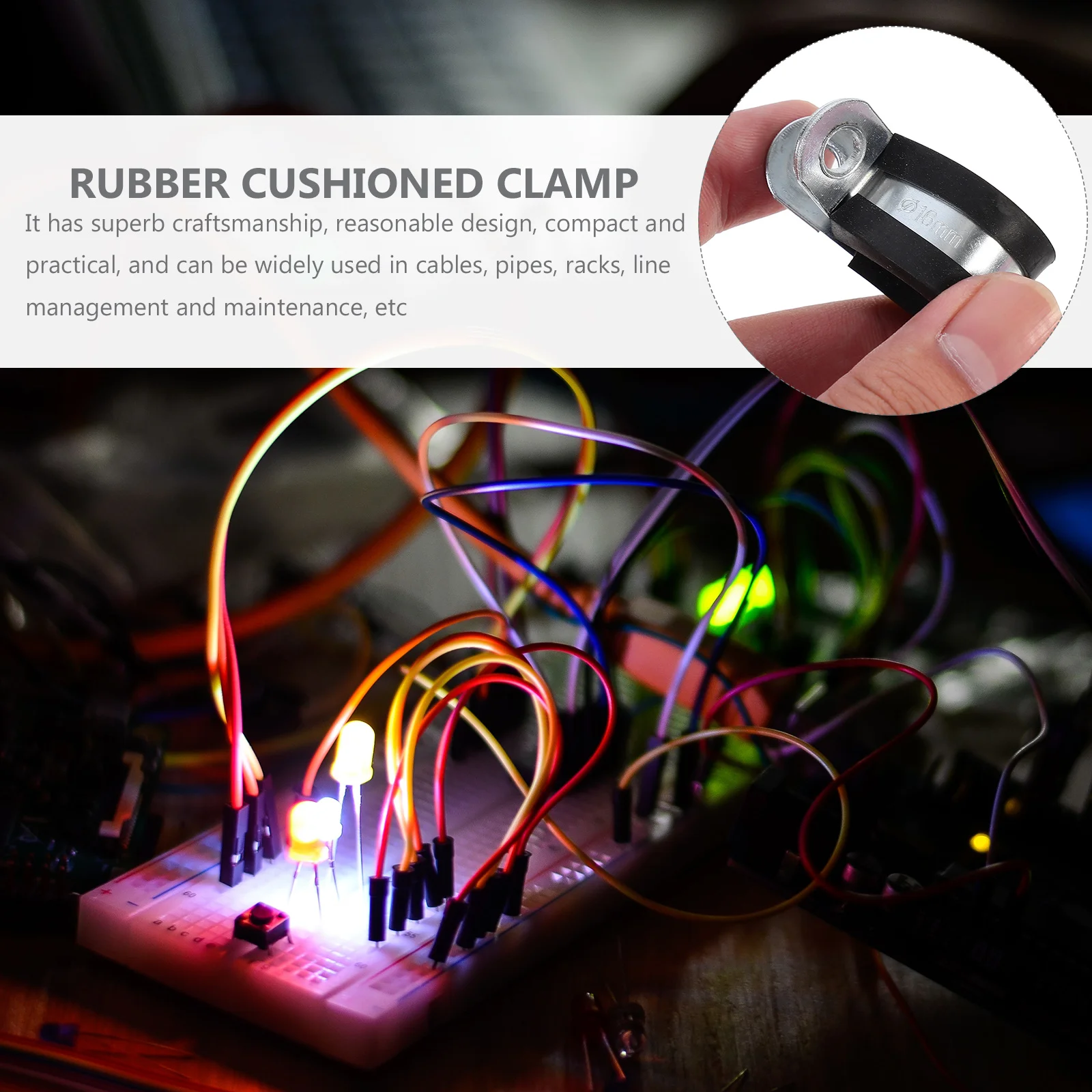 

42Pcs Rubber Cushioned Cable Clamps Stainless Clips Assortment Kit Shape Clamp for Wire Cable Pipeline