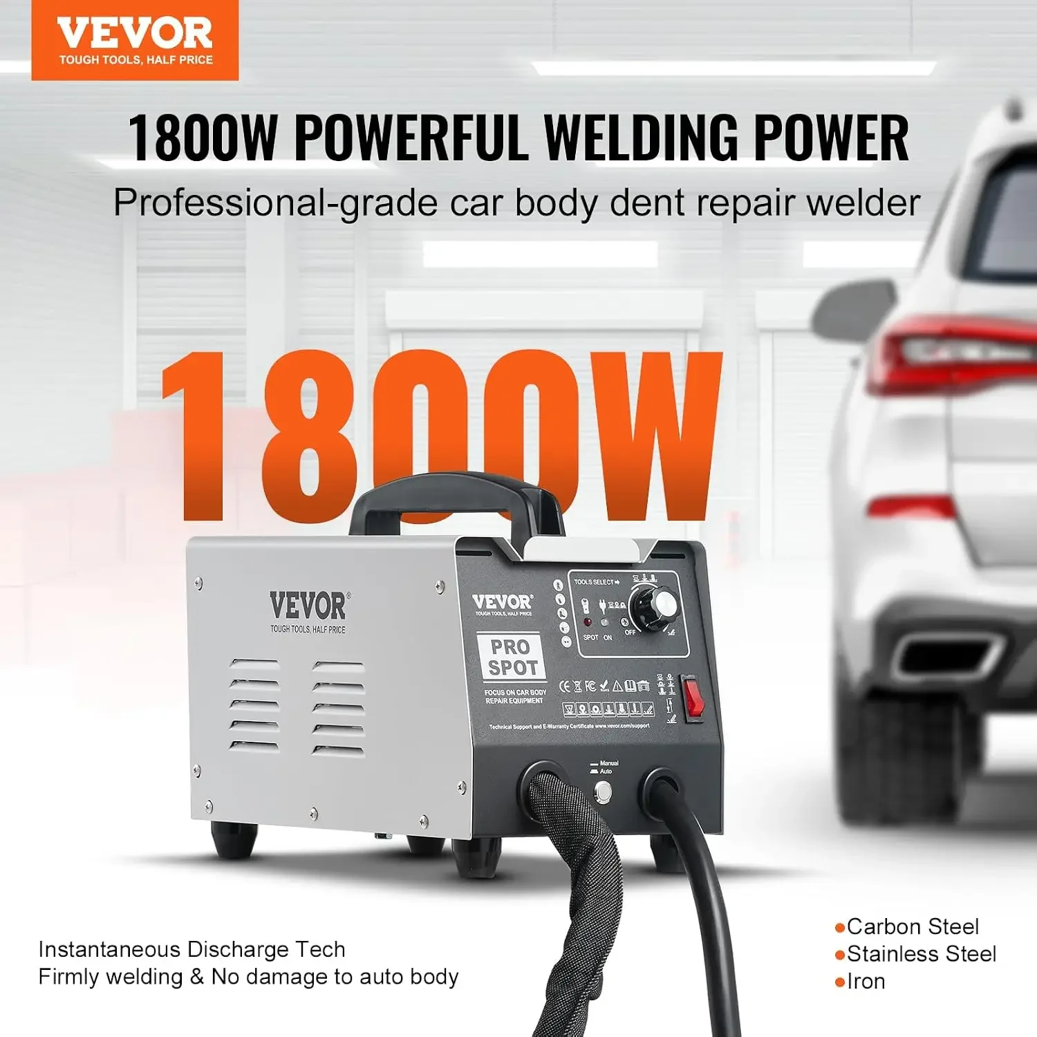VEVOR Stud Welder Dent Repair Kit, 1.8KW Spot Welder Dent Puller with Auto/Manual Welding & 7 Versatile Modes, 110V Auto Body Sp