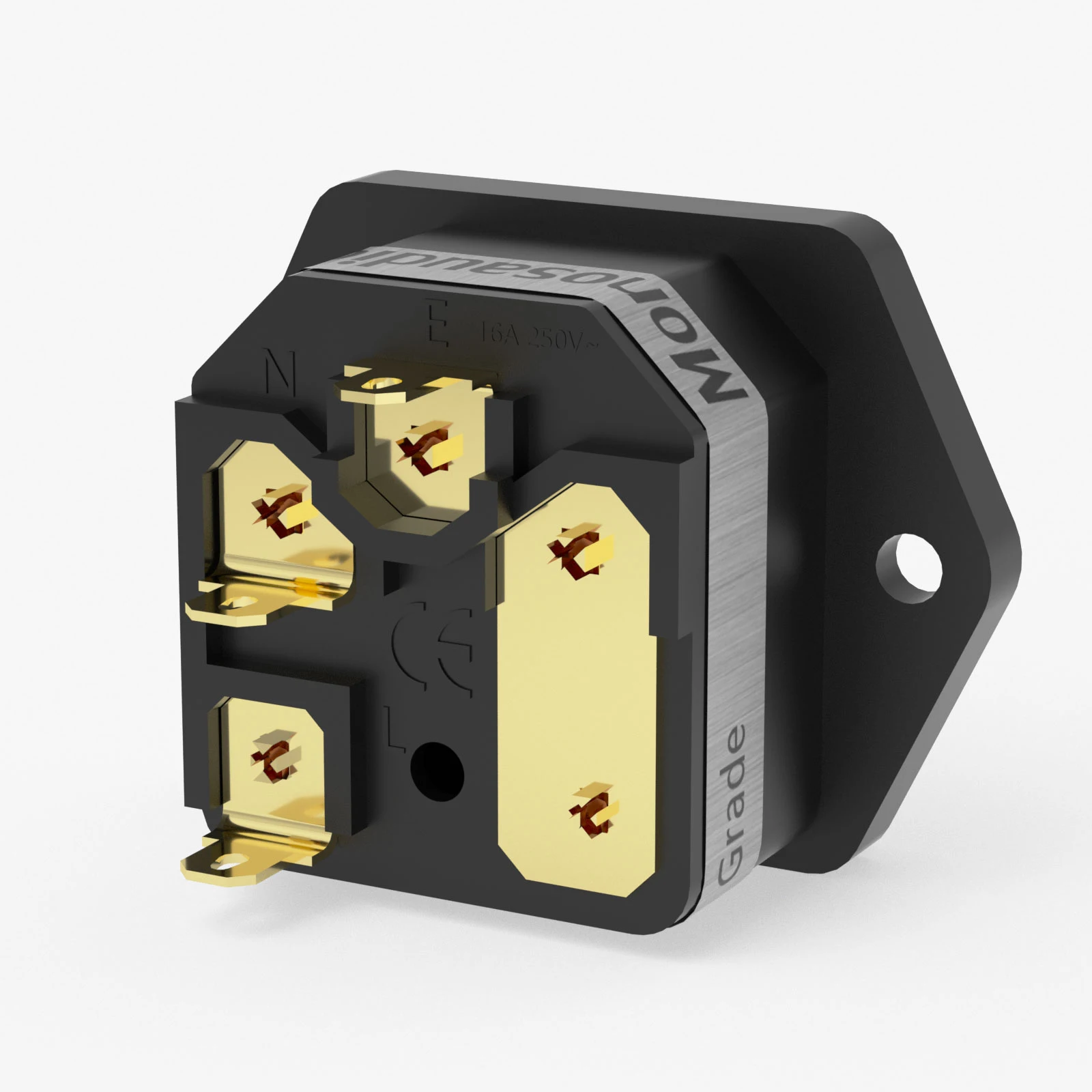 Monosaudio IF76 Reines Kupfer Rhodium/24K Gold Überzogene IEC AC Power Kabel Audio Einlass Eingang Buchse Solder HIFI mit Sicherung – Detail 5