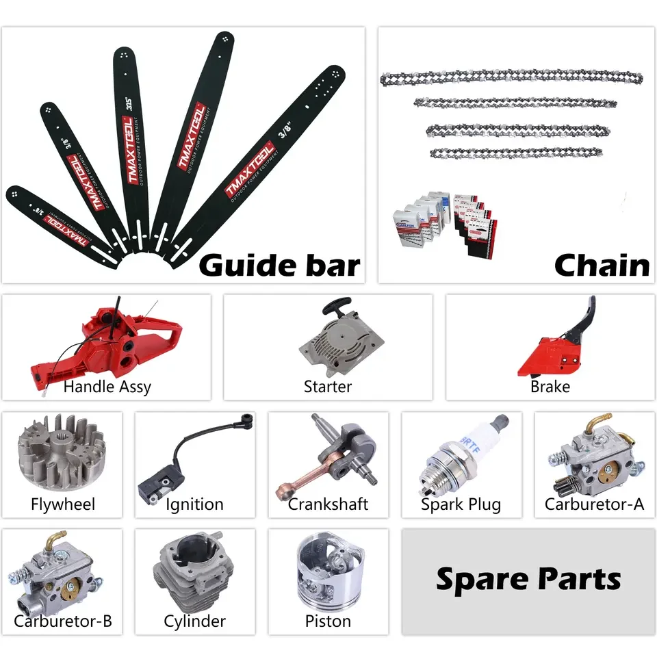 Power Professional 63cc petrol gasoline chain saw with 16''18''20''22''24'' bar guide chain saw