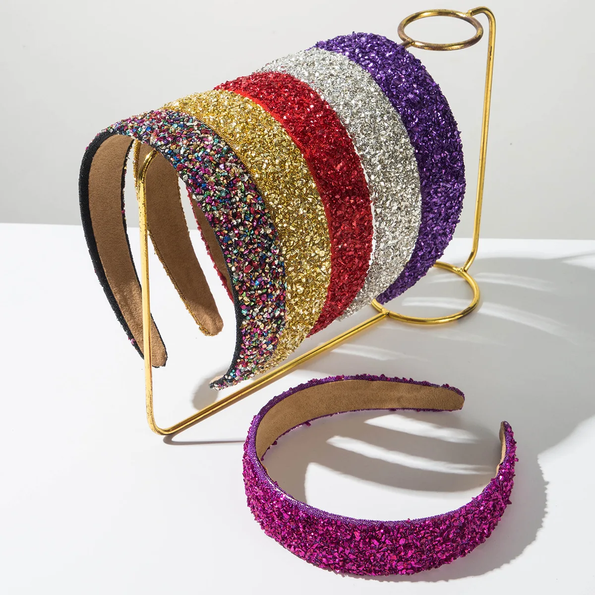 

Korean Fashion Dopamine Color Series Simple Solid Color Rainbow Stone Shiny Headband Women Hair Accessories