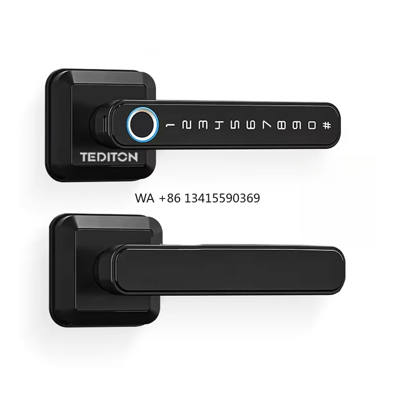 

Ship From US Aluminum Alloy Biometric Smart Door Handle Lock Electronic Frontdoor Smart Lock for European Doors
