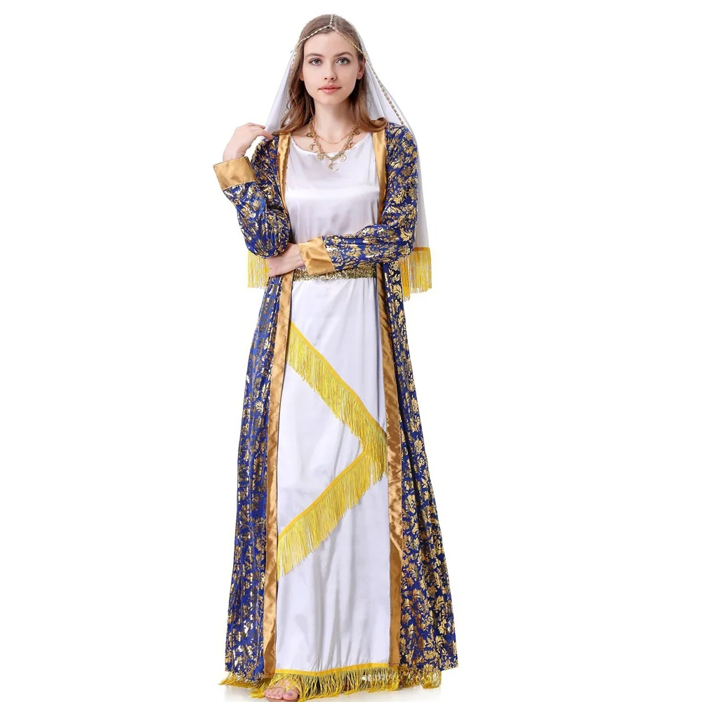 大人用ロングスカートパフォーマンスコスチュームハロウィン巡礼者女王女神ティニケン女性の伝統的な民族舞台衣装