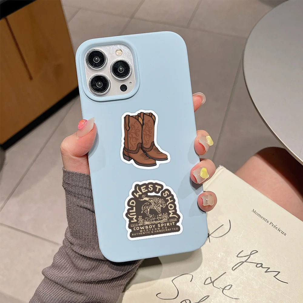 60 SZTUK Naklejek Wodoodpornych z Motywem Kowboja, Sloganami i Napisami DIY, Dekoracja na iPad, Laptop, Gitarę, Kubek na Wodę, Obudowę Telefonu, Zabawka dla Dzieci