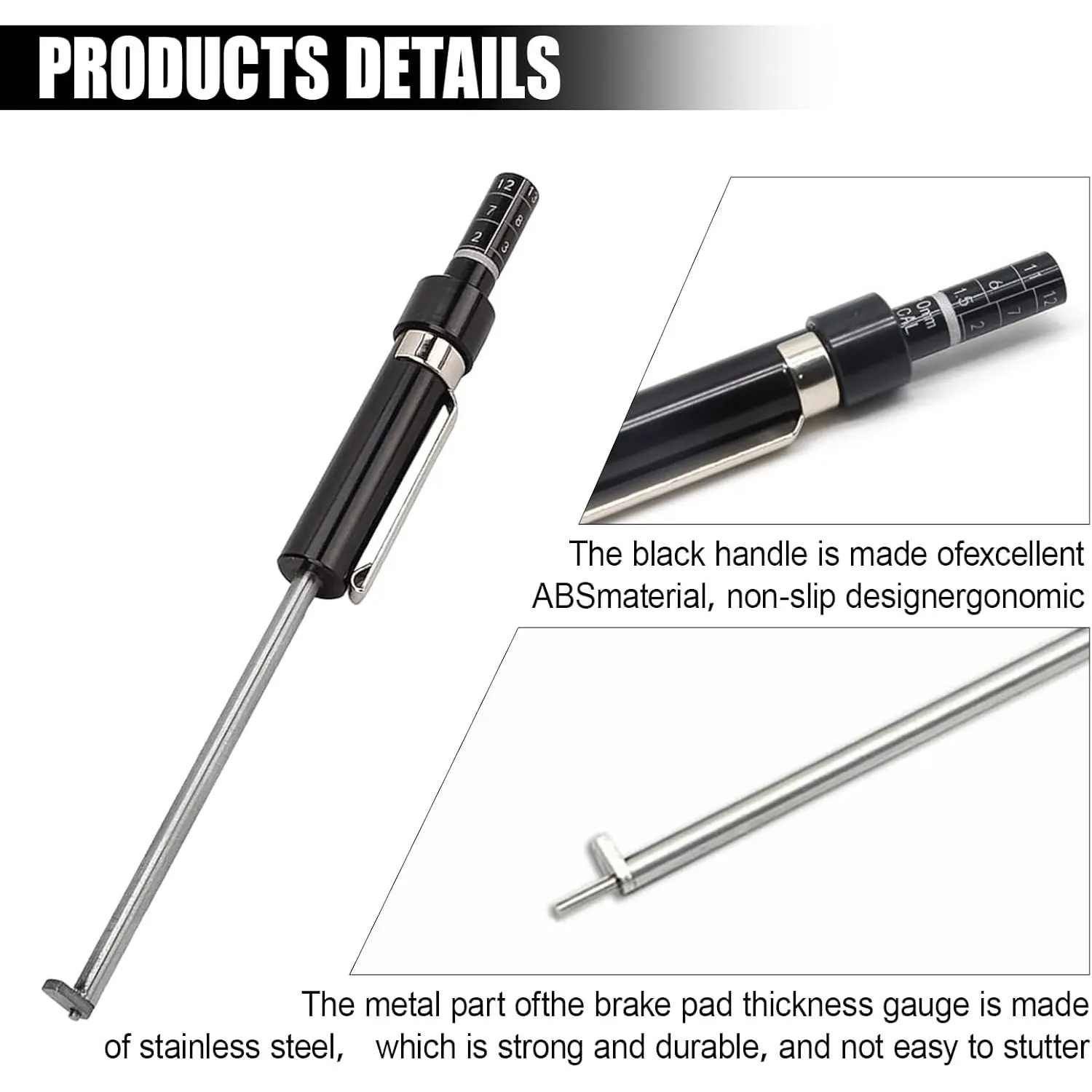 1PCS Brake Pad Measuring Gauge Brake Pad Scale Brake Pad Detection Pen Brake Pad Test Special Tool For Car Tire