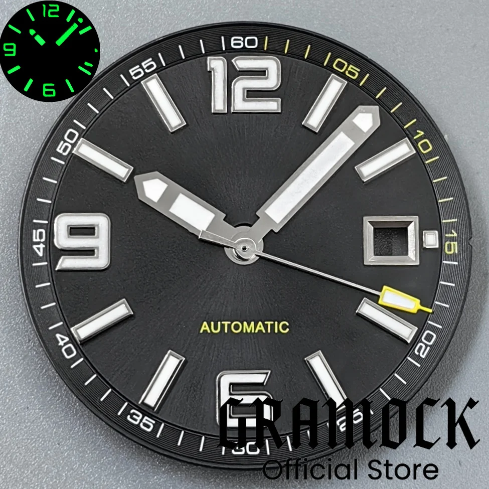 Gramock 31.5mm Black Blue Green Sterile Watch Dial With Hands Set C3 Luminous Fit ETA2824 PT5000 Miyota8215 DG2813 3804 Movement