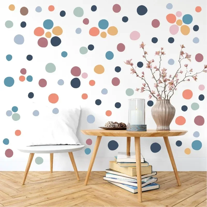 Multi-Color Polka Dots Wall Stickers Vinyl Decals Circle Wall Stickers for Kids Baby Bedroom Living Room Wall Decor 1 Sheet