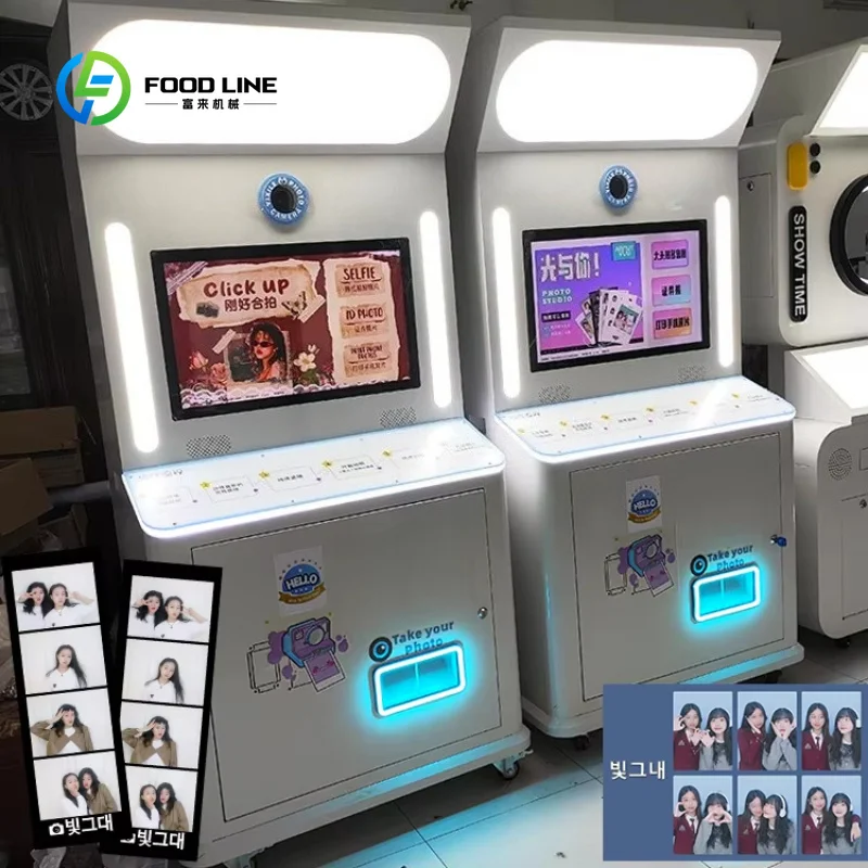 Customized Korean Sticker Photo Booth Machine for Wedding Party Self Service Photo Booth with Printer and Camera