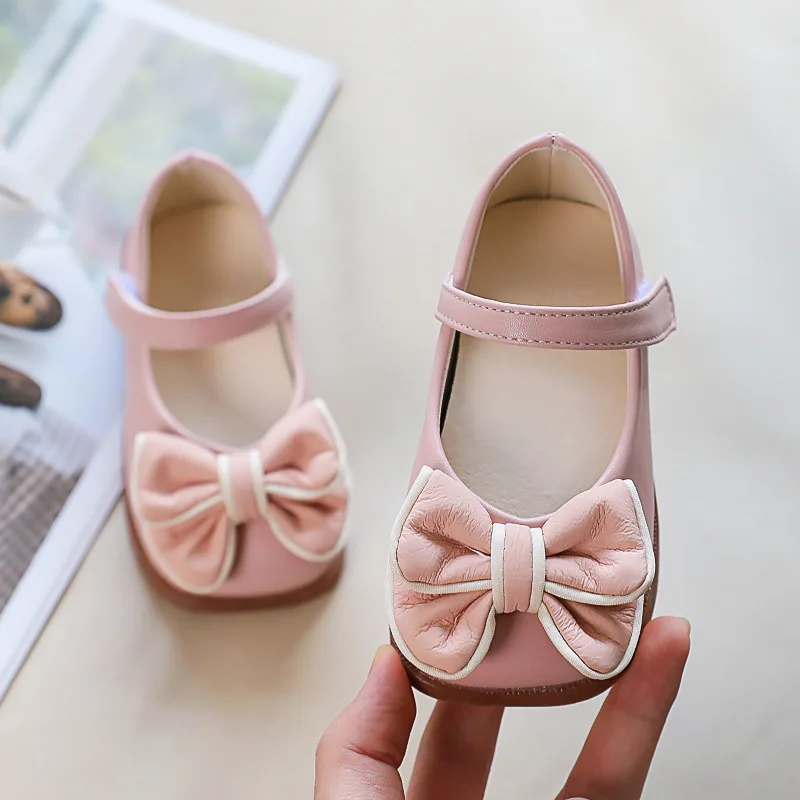 Kids Leather Shoes Spring 2023 Popular Soft Sole Kids Shoes Fashion Princess Shoes Bow Knot Girls Mary Janes Shoes детская обувь