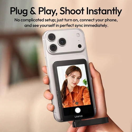 Imagen 2 del producto Ulanzi VM1 3,94 ""4K pantalla magnética Vlog Selfie Monitor para Iphone 17 16 Samsung Android ajuste de brillo soporte micrófono Vlog Set