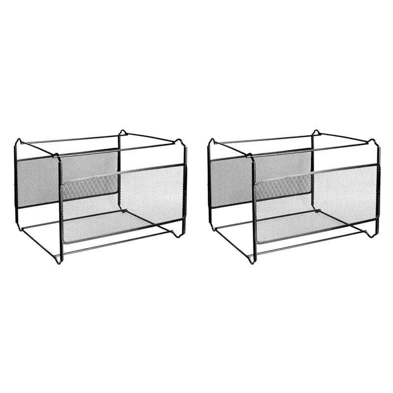 

2X A4 Mesh Metal File Organizer Box Hanging File Folder Box Desk Storage Holder Shelf Holder Storage For Office Home