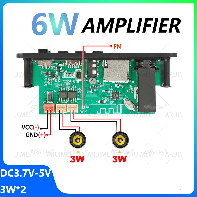 DC 5V 10W Bluetooth 5.0 Stereo DIY Car MP3 Player Decoder Board 2*5W Amplifier Wireless FM Radio Module TF USB Handsfree Call