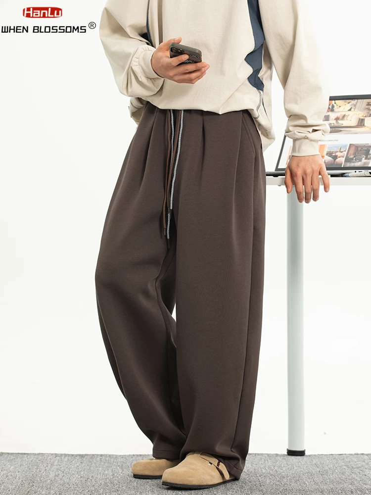 Spring Japanese Style Men's Loose Oversized Drop-Crotch Joggers Pleated Drawstring Casual Pants 2025 Fashion Trend