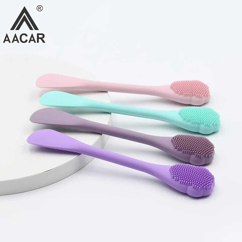 Brosse de nettoyage du visage en Silicone à Double tête, épurateur de masque Facial, applicateur pour femmes, brosse de maquillage du visage, soins de la peau