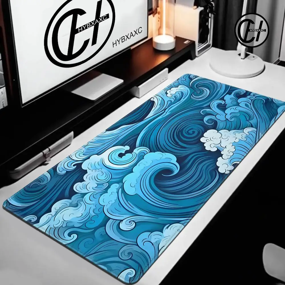 

HYBXAXC Japanese Blue Waves Mouse Pad Desk Mat Art XXL Gaming Mouse Pad office Nature Rubber Table Mat desk Accessories