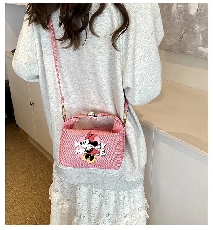 Disney Mickey Minnie Mouse Women's Shoulder Bag Cute Anime Printing Bags Fashion Cartoon Storage Handbag Birthday Party Gifts