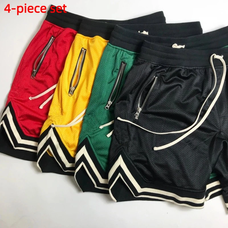 

Men's 4 Piece Sports Shorts Set Mesh Breathable Fitness Summer Thin Casual Basketball Shorts Customer for Optional Color Size