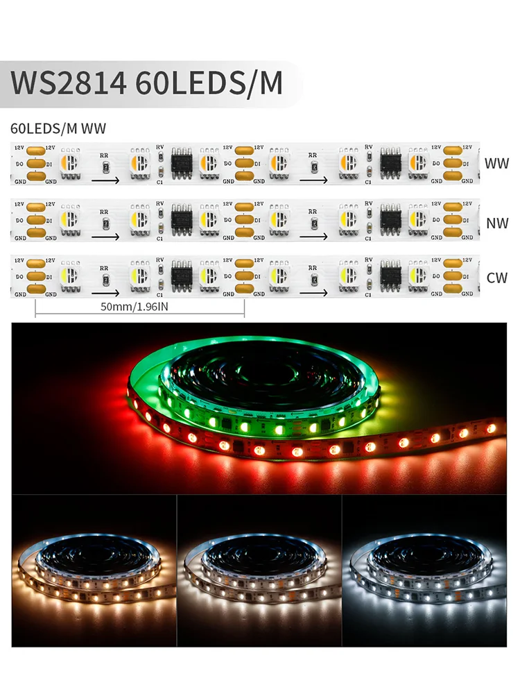 Dioda LED RGBW WS2814 diody na wstążce 4 w 1 podobne SK6812 pikseli adresowalne 5050 Led Light Dream pełnokolorowa programowalna lampa oświetleniowa