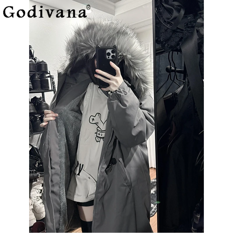 ثقافة فرعية الراقية رمادي منتصف طول سترات الإناث التخسيس القطن سترة دافئة المرأة الخريف الشتاء اليابانية معطف مبطّن #6