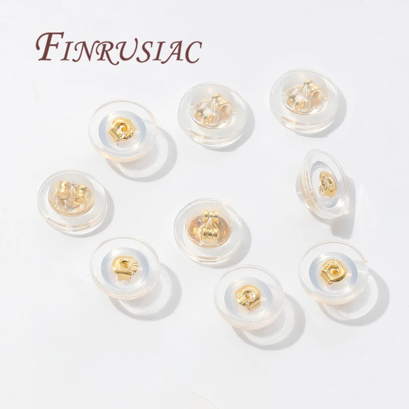 18K Gold Plated Silicone Plugs For Earrings,Accessories For Earrings,Rubber Ear Backs Stoppers DIY Jewelry Making Supplies