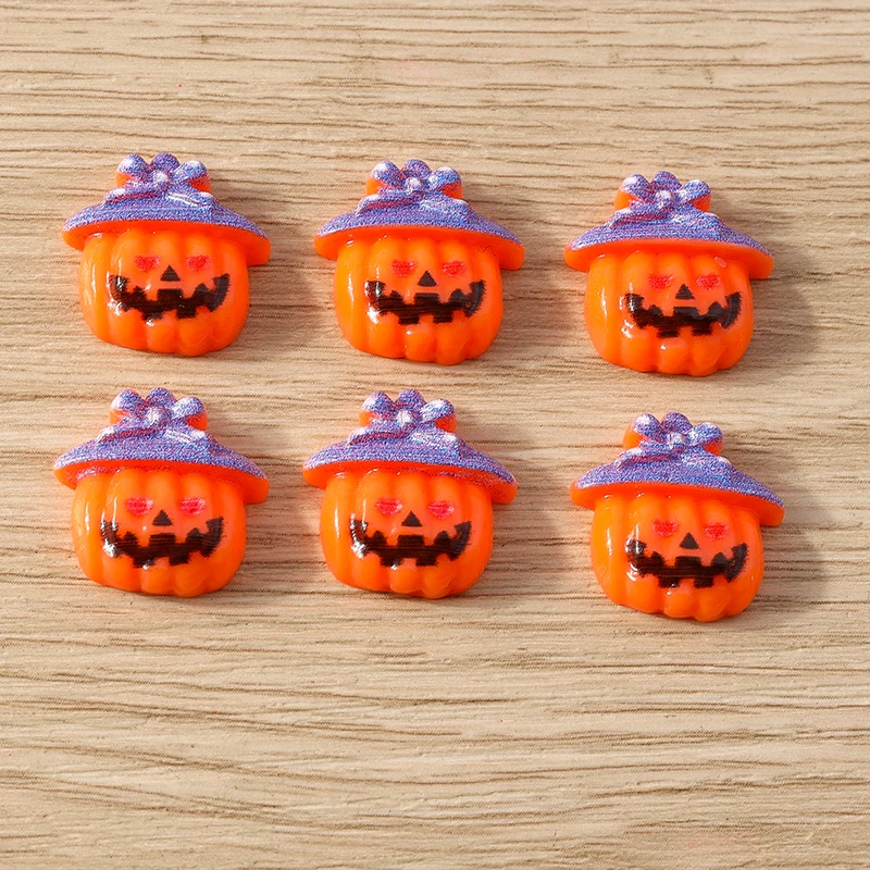 10pcs Mix Cartoon Resin Halloween Pumpkin Ghost Bat Flat Back Cabochons Scrapbooking DIY Jewelry Craft Decoration Accessories