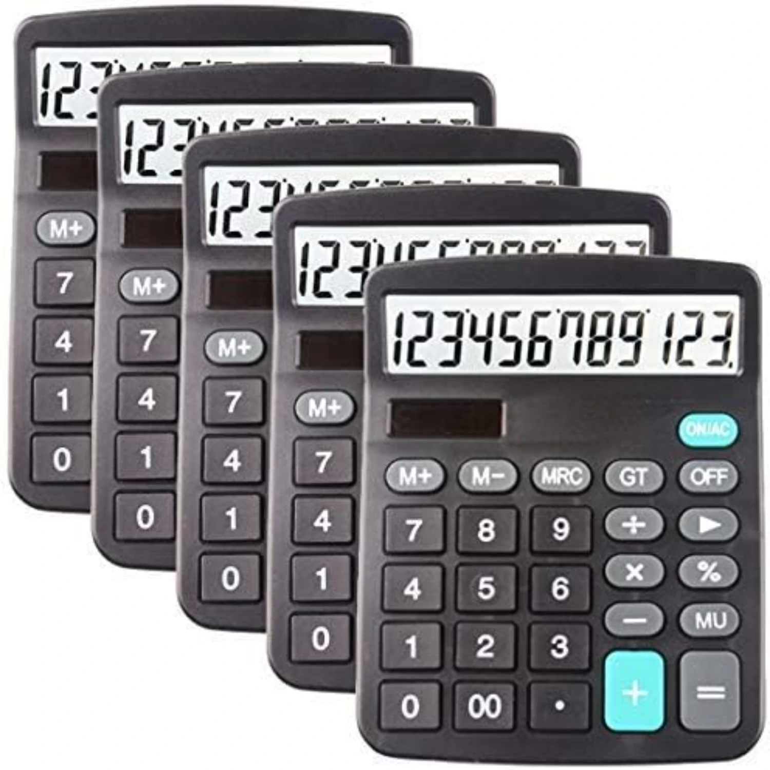 

5 Pack Calculators Large Display for Desk, Solar Calculator, 12 Digit Big Button Office Calculator(Black)(AA Battery Included)