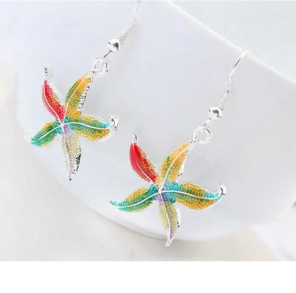 2024 New Brand Fashion Gold Color Enamel Starfish Jewelry Sets For Women Girl Colorful Animal Necklace Earring Set Party Gift