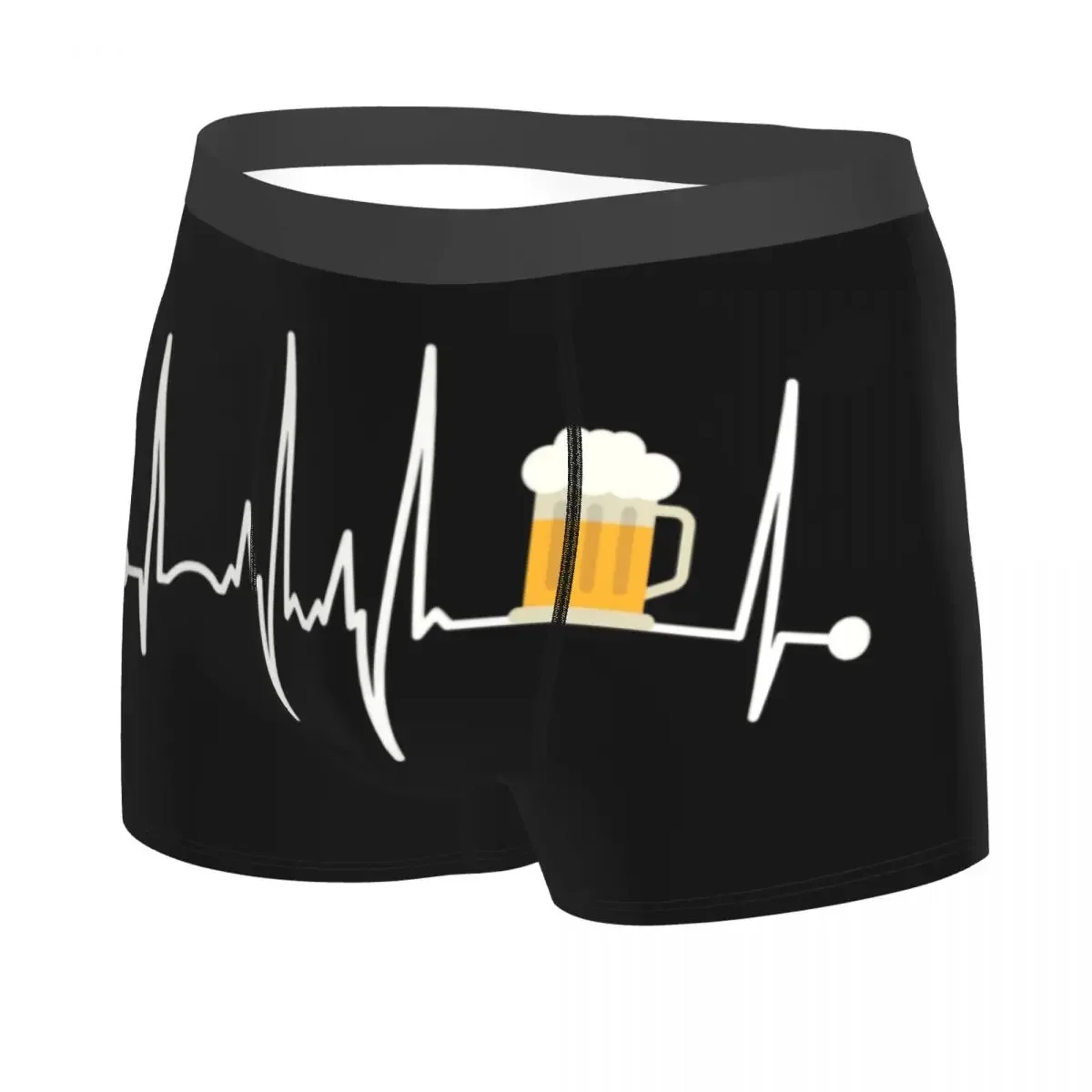 Custom Beer Heartbeat Underwear Men Breathbale Alcohol Lover Boxer Briefs Shorts Panties Soft Underpants For Homme