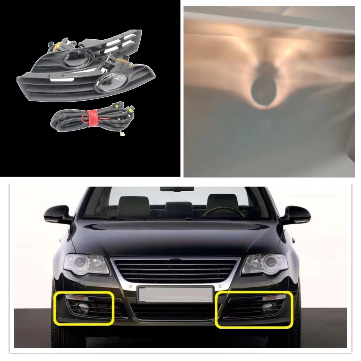 

Car Light For VW Passat B6 3C 2006 2007 2008 2009 2010 2011 Halogen Fog Light With Convex Lens Fog Light Cover Harness Assembly