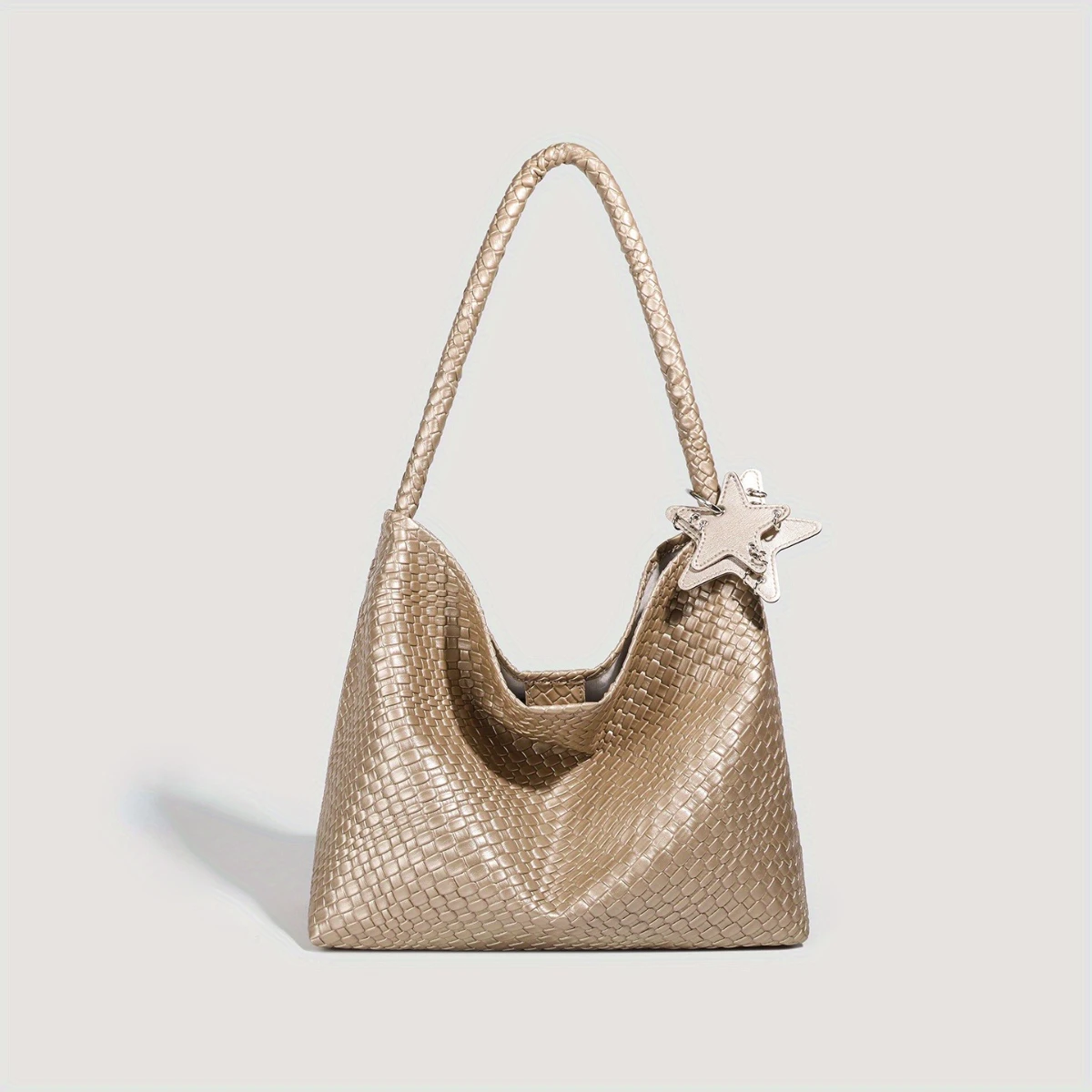 

JIOMAY 2025 Braided Shoulder Tote Spacious Woven Handbag for Office And Shopping, Trendy Women's Work Bag