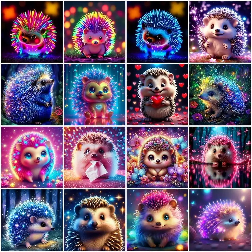 DIY 5D Diamond Painting Hedgehog Embroidery Cartoon Animal Full Round Drill Mosaic Set Wall Decor Handmade Gift