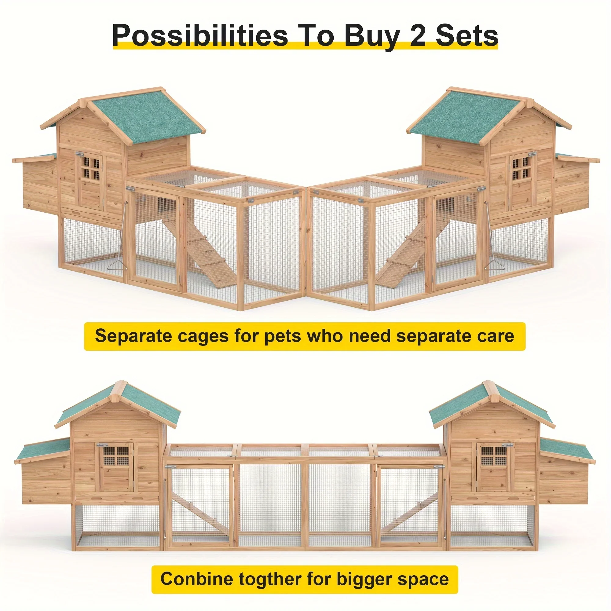 

KEEHOME GOJOOASIS 80" Wooden Chicken Coop Outdoor Hen House for 2-4 Chickens with Run Cage And Nesting Box Backyard Pet Hutch