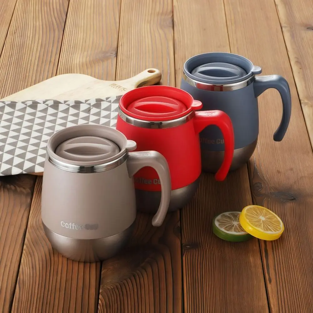 Tragbare Edelstahl-Kaffeetasse, 500 ml, Vakuum-Thermobecher, heiß/kalt, mit Deckel, Wasserbecher, Wärmedämmung