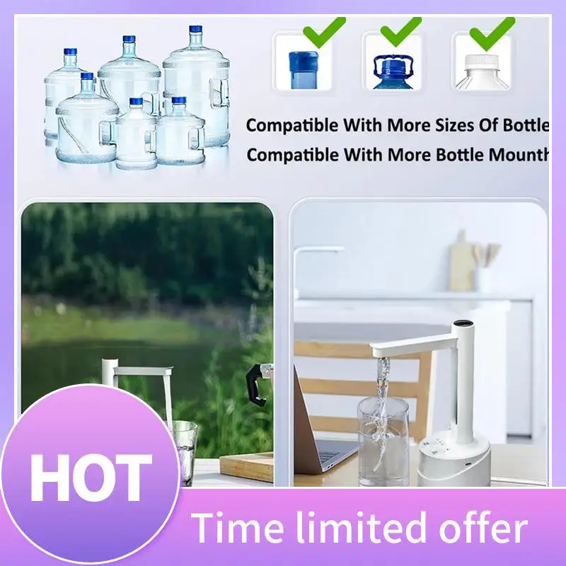 

ABFN-Electric Water Gallon Bottle Pump Automatic Water Dispenser Foldable Desktop Rechargeable Drinking Water Bottle Pump