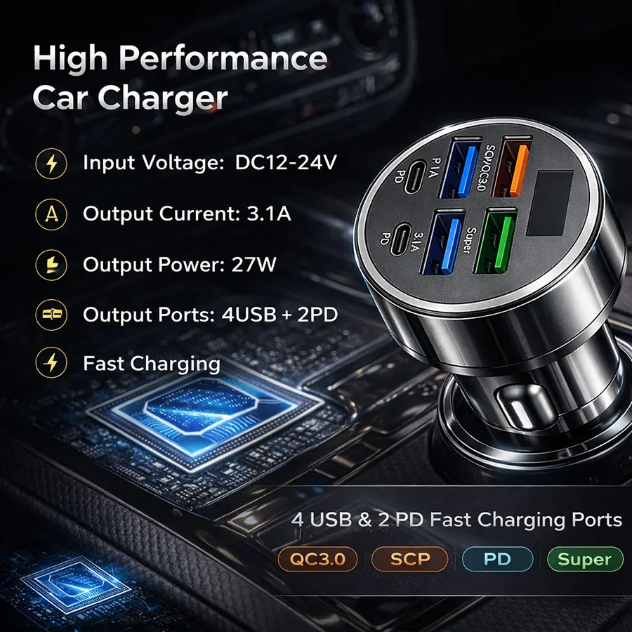 6-Port USB-C Car Charger 3