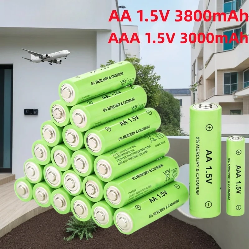 Wiederaufladbarer Akku 1,5V AA 3800mAh+AAA 3000mAh+Ladegerät für Computer, Radiowecker, Videospiele, Digitalkamera AA AAA 2026