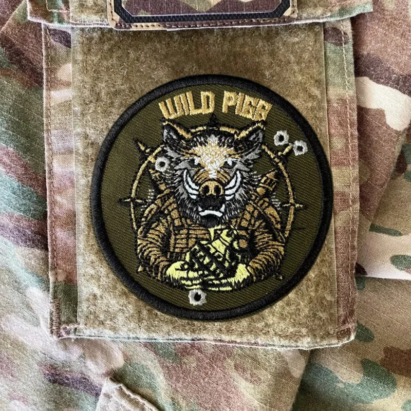 

Wild Boar Embroidery Patch on ClothesTactical Morale Badge Hook and Loop Military Patches Backpack Stickers