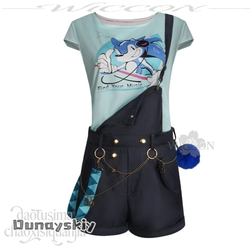 

A zha On St@Anime Game Project Sekai New Semester Костюм Косплей Mikkuu Kawaii Комбинезон Шорты Футболка с мультяшным принтом Хэллоуин