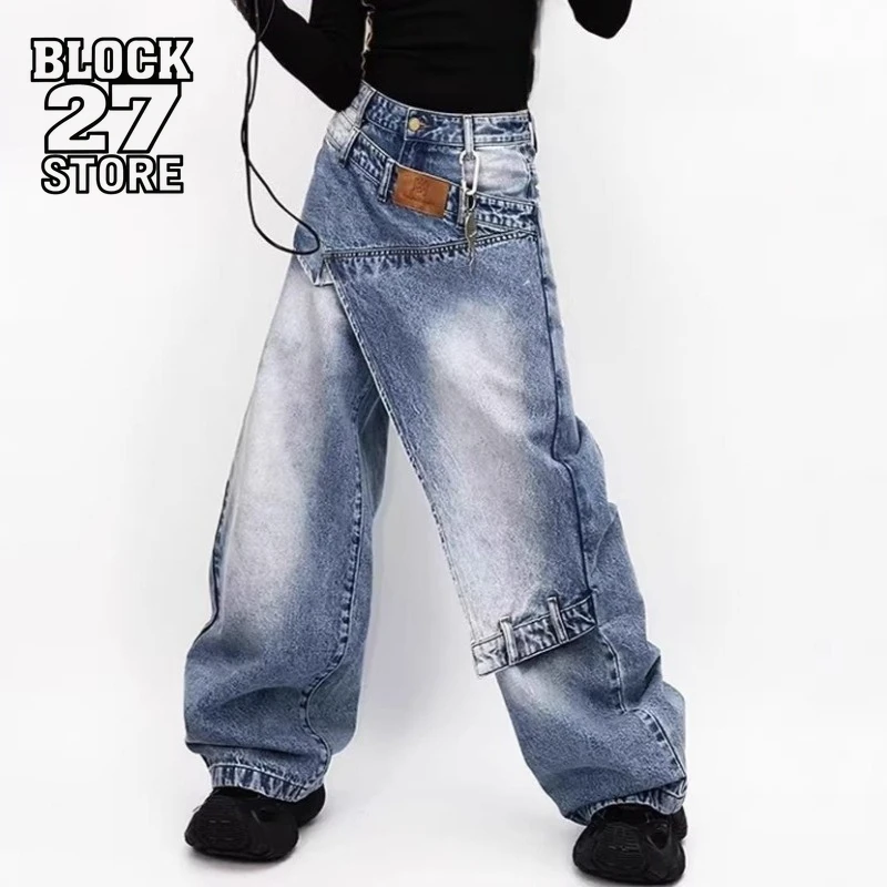 

Mens Jeans Autumn Wide Leg Stretch Denim Pants Harajuku Unisex Loose Fit Floor Length Casual Streetwear Fashion Trend Arrival