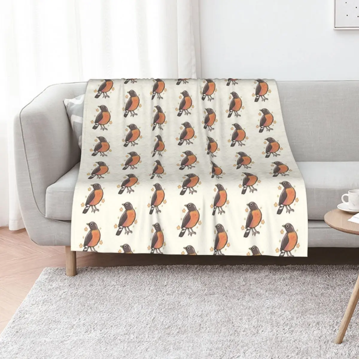 

Cute American Robin art Throw Blanket Bed covers Decorative Throw Custom Winter beds Blankets