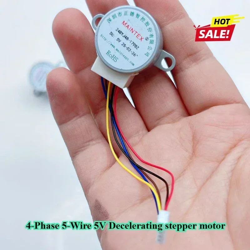 4-Phase 5-Wire DC Gear Stepper Motor 5V 24BYJ48 Reduction Motor Ratio 64:1 for Single Chip Microcomputer/Camera Monitoring