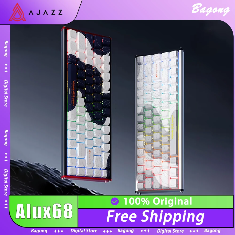 

Ajazz Alux68 клавиатура с магнитным переключателем, проводная игровая клавиатура, 8000 Гц, скорость опрокидывания 0,01RT, алюминиевая клавиатура, аксессуары для ПК на заказ