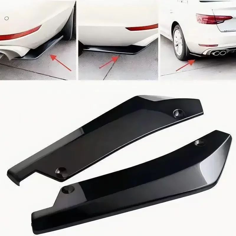 Universal Car Rear Bumper Lip Diffuser, Carbon Fiber Style Anti-Crash Corner Spoiler Canard Trim for Car SUV