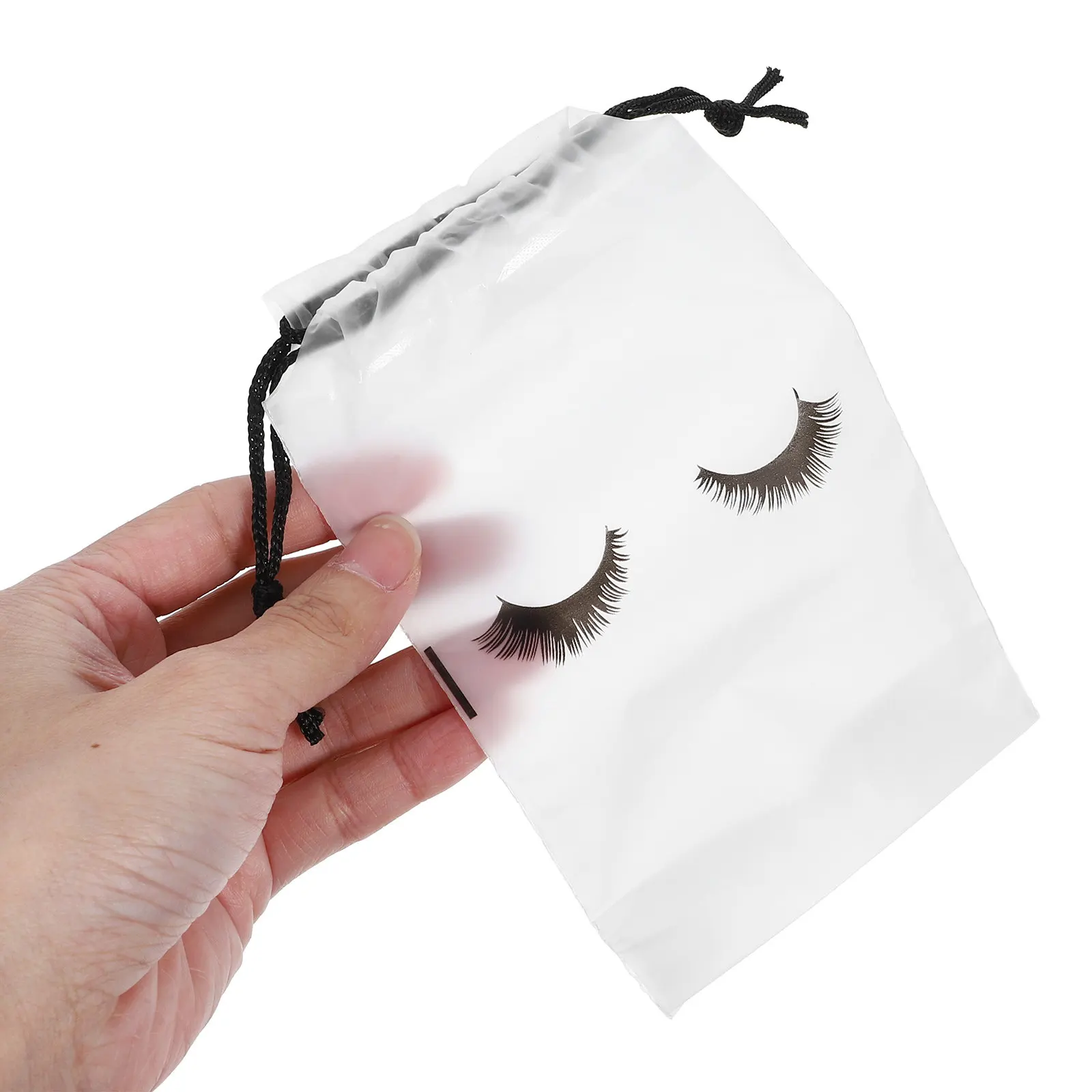 

50 шт. водонепроницаемых портативных косметичек на шнурке с узором ресниц, многофункциональные дорожные органайзеры для туалетных принадлежностей