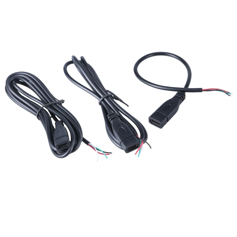 Type C Female Port Power Supply Cord Charging Connector Line 4Pin USB C Repair Cable Welding Type Wire 25cm 1M 2M